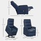 Power Lift Recliner Chair, Fabric Electric Stand Assist Chair with Remote Control, Pocket Spring, Tufted Back & Side Pockets – Deep Blue