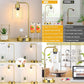 Industrial Table Lamp with Glass Shade, Stepless Dimming, USB-A and USB-C Charging Ports, AC Outlet, Bedside Nightstand Lamp