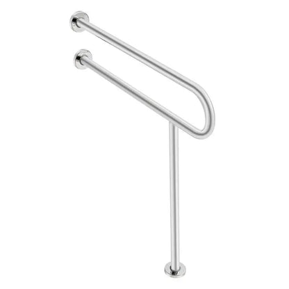 31.5" U-Shaped Toilet Safety Rail – 304 Stainless Steel Grab Bar with Anti-Slip Handle & Support Leg, 300 lb Capacity