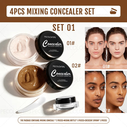 4-Piece Cream Concealer Set, Full Coverage Blendable Color Kit for Face & Body Makeup