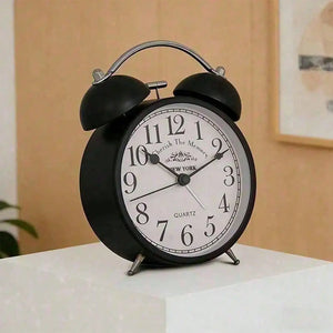 4.5-Inch Retro Metal Twin Bell Alarm Clock for Heavy Sleepers, Vintage Bedside Table Clock for Bedroom & Home Decor
