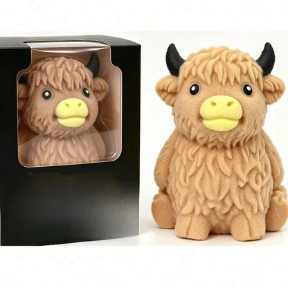 Scottish Highland Cow Squishy Toy, Slow-Rising Sensory Squeeze Fidget