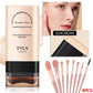 2-in-1 Foundation & Concealer Stick with Built-In Brush and 8-Piece Makeup Brush Set, Lightweight Coverage