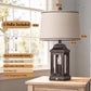 24-Inch Rustic Farmhouse Table Lamp with Touch Dimming, Nightlight and USB-A/USB-C Ports