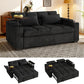 65-Inch 3-in-1 Convertible Sofa Bed – Pull-Out Sleeper Couch with 360° Swivel Side Table & USB Charging, Black