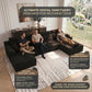 Oversized U-Shaped Modular Corduroy Sectional Sofa – Deep Seat Lounge Couch with Chaise, Center Console & Cup Holders, No Assembly