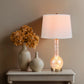 28-Inch Table Lamp with Shell Body, Linen Shade and LED Night Light, Bronze Base, Ships from USA