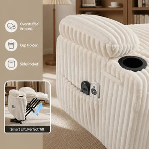 Power Lift Recliner Chair with Massage & Heat – Swivel Rocking Lounge Chair with Lift Assist for Seniors, White