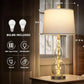 27.5-Inch Glass Table Lamps Set of 2 with Night Light, USB Charging Ports and AC Outlet, Modern Bedside Lamps