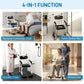 4-in-1 Rolling Shower Commode Chair with Wheels – Portable Bath & Toilet Chair for Seniors and Adults, Black
