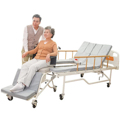 Multifunctional Manual Care Bed with Detachable Electric Wheelchair for Elderly Care