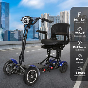 Heavy-Duty 4-Wheel Mobility Scooter for Seniors – 500W Dual Motor, 36V 18Ah Battery, 14" Tires, Disc Brakes