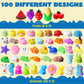 100-Pack Mini Animal & Fruit Mochi Squishy Toys, Sensory Fidget Party Favors for Kids