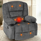 Oversized Corduroy Swivel Rocker Recliner Chair with Massage & Heat, 360° Glider with Cup Holder, Side Pockets & Storage