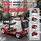 4-Wheel Foldable Mobility Scooter for Adults, Detachable Battery, Adjustable Seat, Anti-Tip Wheels, Puncture-Proof Solid Tires, Red
