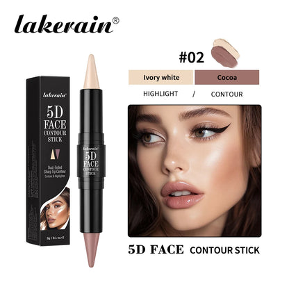 Dual-Ended Contour and Highlighter Stick, Cream Face Makeup for Nose and Cheek Definition