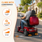 4-Wheel Heavy Duty Mobility Scooter for Adults, Full Suspension, Pneumatic Tires, Swivel Seat, Bluetooth, Keyless Start, USB Charging