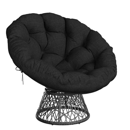40-Inch Oversized Papasan Swivel Chair – Ergonomic Wicker Lounge Chair with Thick Cushion & Steel Frame for Living Room
