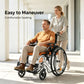 Lightweight Foldable Manual Wheelchair – Steel Frame with Flip-Up Armrests & Quick-Release Leg Rests for Travel