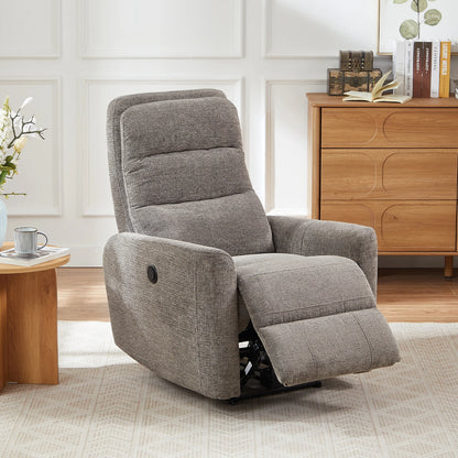 Modern 32-Inch Power Recliner Chair with Adjustable Headrest, Breathable Fabric Upholstered Electric Recliner for Living Room