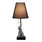 Poodle Table Lamp with USB-C and USB-A Charging Ports, Black Fabric Shade and Dog Figurine Base, Bedside Nightstand Light