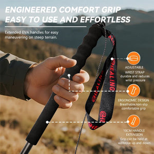 Ultra-Light Carbon Fiber Foldable Trekking Poles – 5-Section Hiking Sticks with EVA Grip, 2-Pack