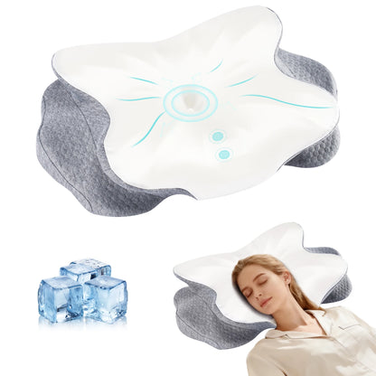 Ergonomic Cooling Memory Foam Neck Pillow with Contoured Support & Removable Washable Cooling Cover, 1-Pack