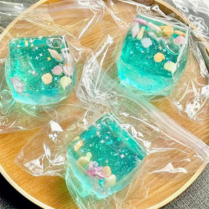 Ocean Shell Squishy Cube, Transparent Maltose Sensory Squeeze Stress Ball for Adults