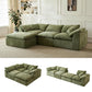 Modern L-Shaped Cloud Sectional Sofa with Ottoman – Oversized 3-Seater Deep Seat Chenille Modular Couch, Green