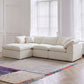 109-Inch Modern L-Shaped Cloud Sectional Sofa – Oversized 3-Seater Deep Seat Chenille Couch with Ottoman, White