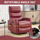 Red Fabric Manual Recliner Chair with Heat & Massage, 360° Swivel Rocking Lounge Chair for Living Room