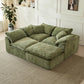 Modern L-Shaped Cloud Sectional Sofa with Ottoman – Oversized 3-Seater Deep Seat Chenille Modular Couch, Green