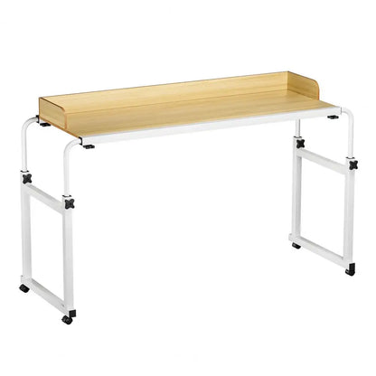 47-Inch Height Adjustable Overbed Table with Wheels, Rolling Laptop Desk with Raised Baffle for Bed, Home & Office