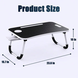 Foldable Laptop Bed Table with Storage – Portable Lap Desk for Study, Reading, Breakfast, Picnic & Home Use