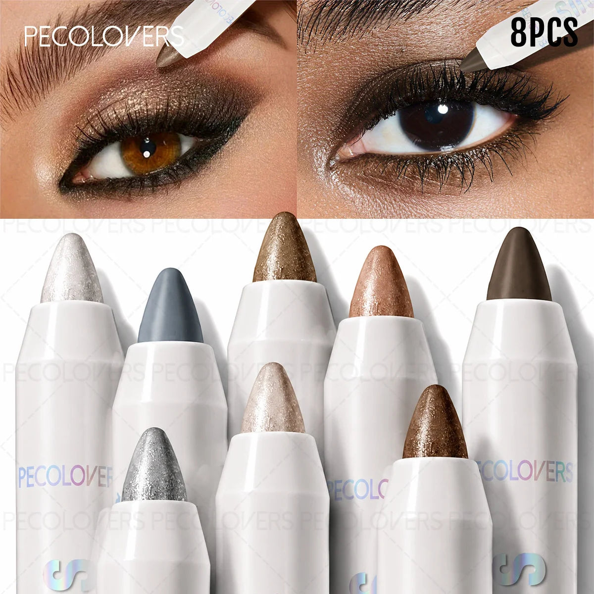 8-Piece Eyeshadow Stick Set, Matte & Shimmer Cream Pencils, Long-Lasting Water-Resistant, Easy to Blend