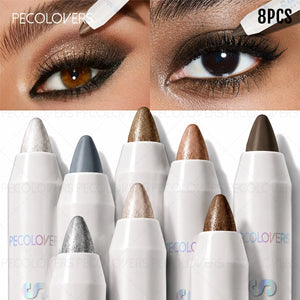 8-Piece Eyeshadow Stick Set, Matte & Shimmer Cream Pencils, Long-Lasting Water-Resistant, Easy to Blend