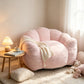Large Petal Cloud Lounge Chair – Faux Rabbit Fur Upholstered Cozy Wrap-Arm Accent Sofa for Bedroom, Living Room & Gaming