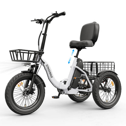 1200W Folding Electric Tricycle for Adults, 748.8Wh Removable Battery, 18"×3" Fat Tires, Step-Through, Up to 60-Mile Range