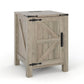 18" Rustic Farmhouse Nightstand with Charging Station – Barn Door Bedside Table with Adjustable Shelf & Storage
