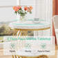 2-Tier Round Side Table with Faux Marble Top & Storage Shelf, Modern White and Gold End Table