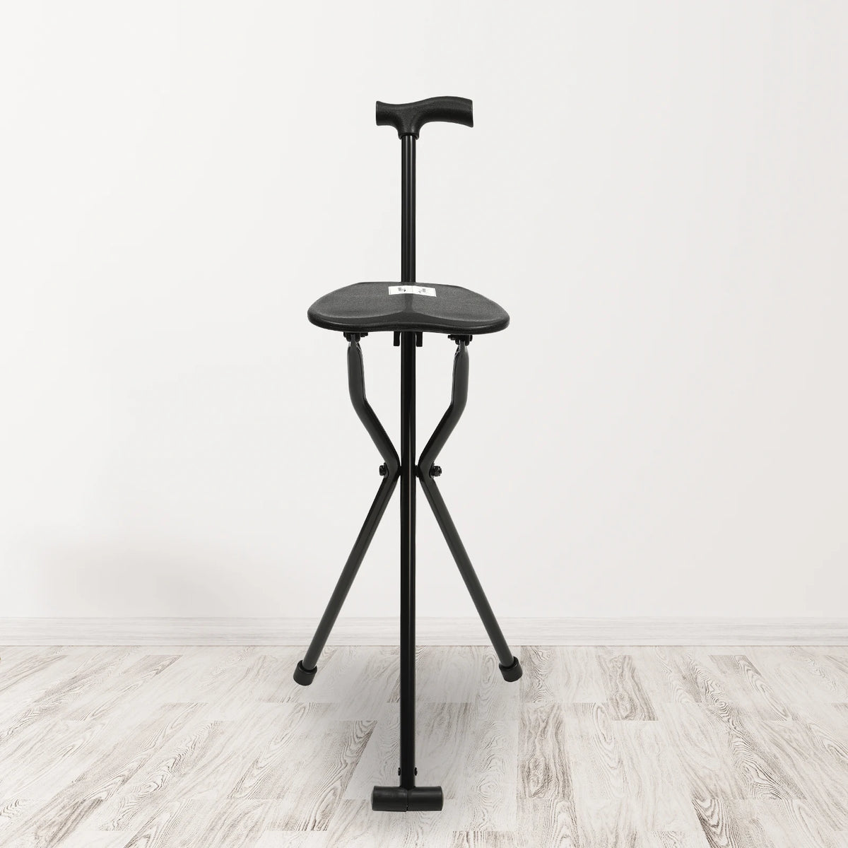 Folding Walking Cane with Seat, 34-Inch Tall Tripod Stool Chair, Lightweight Aluminum Frame, 220 lb Capacity