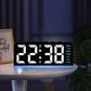 Mini Digital Alarm Clock with Blue Night Light, USB Powered, Year, Date & Temperature Display, Adjustable Brightness – Black
