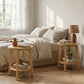 Round Wood Side Table with 2-Tier Storage Shelf, Coffee End Table for Living Room & Bedroom
