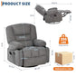Oversized 360° Swivel Glider Recliner Chair with Massage & Heat – Wide Chenille Manual Recliner with Vibration Massage