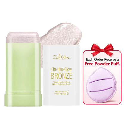 Cream Blush Stick with Puff, Natural Matte Finish, Long-Lasting & Blendable, 9 Shade Options