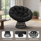 40-Inch Oversized Papasan Swivel Chair – Ergonomic Wicker Lounge Chair with Thick Cushion & Steel Frame for Living Room