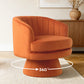360° Swivel Barrel Accent Chair with Armrests – Modern Curved Back Upholstered Lounge Chair for Living Room & Bedroom