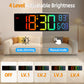 10.5-Inch LED Digital Wall Clock with Remote, 8-Color Backlight, Dual Alarms, Date & Temperature Display
