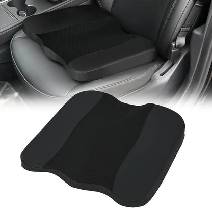 Breathable Leather Memory Foam Car Seat Cushion – Ergonomic Tailbone & Hip Pressure Relief Driving Pad with Mesh Support