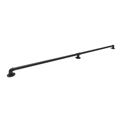 79" Wall-Mounted Stair Handrail – 2-Section Galvanized Iron Safety Grab Bar, 1.26" Pipe, Black